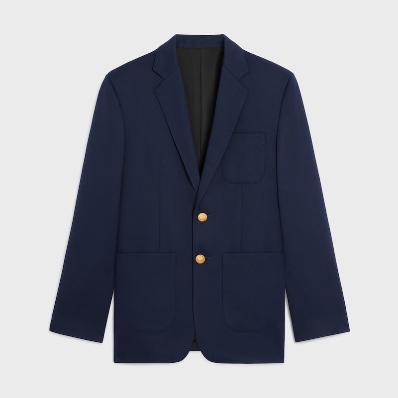 taillierter blazer aus diagonal geflochtener wolle