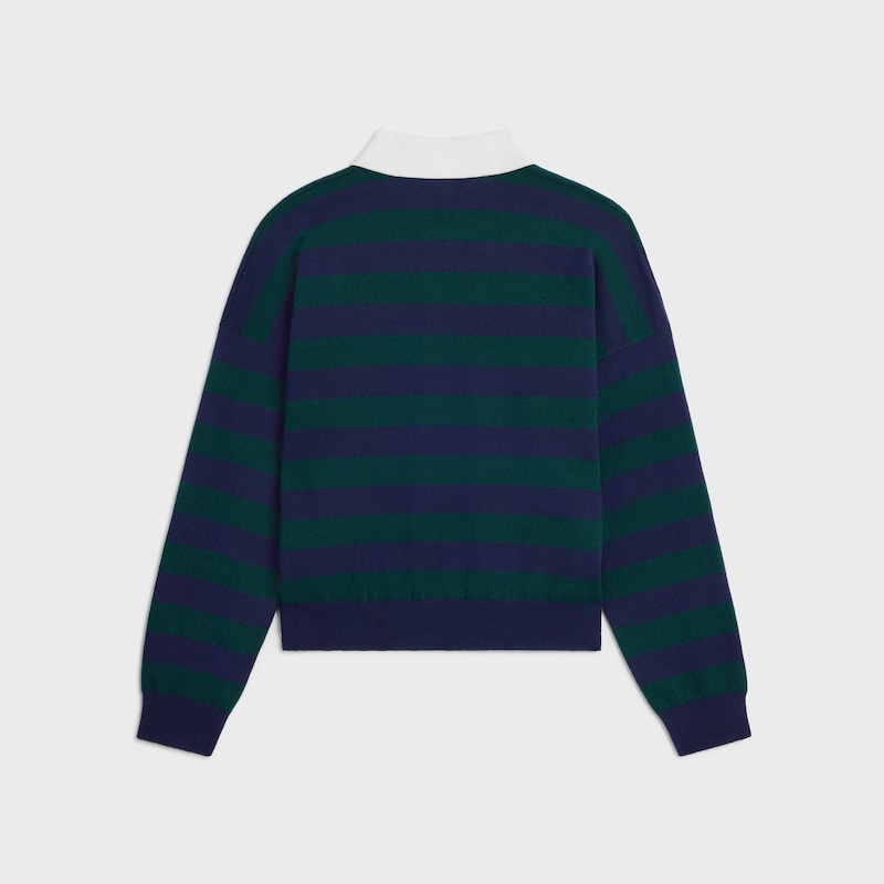 polo-pullover aus gestreifter wolle