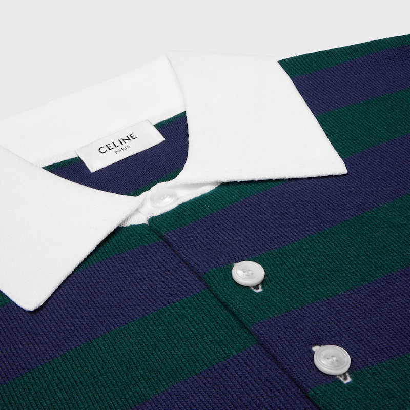 polo-pullover aus gestreifter wolle