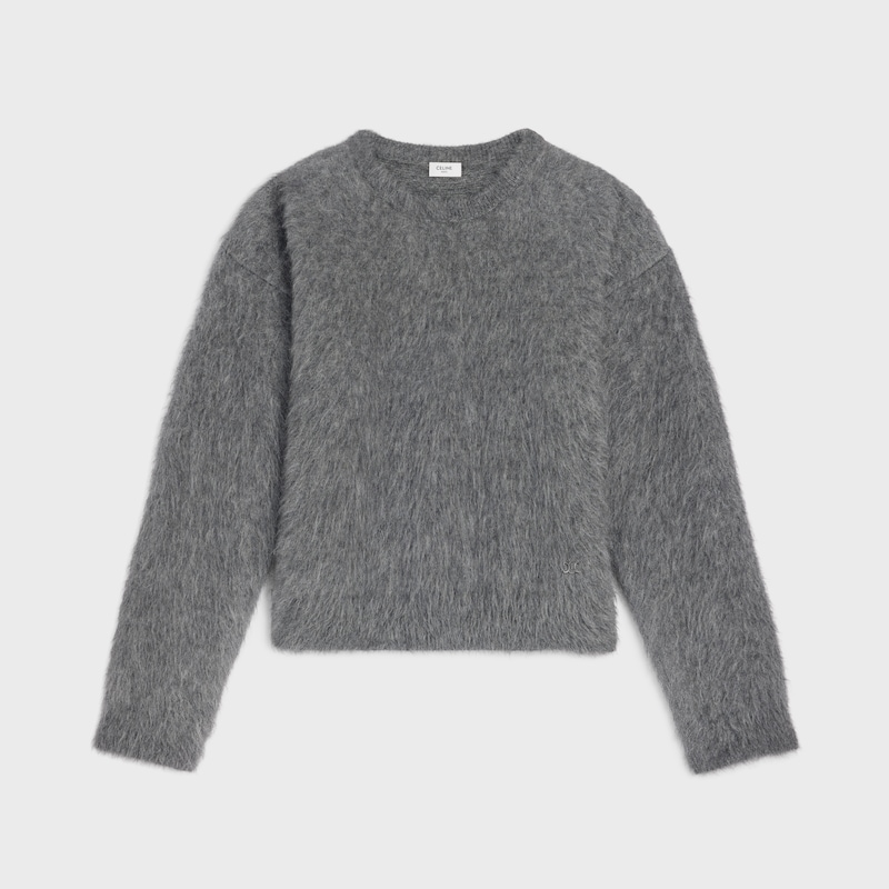 rundhalspullover aus gebürstetem mohair