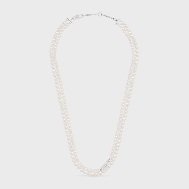 celine monochroms doppelperlenkette aus messing und glasperlen