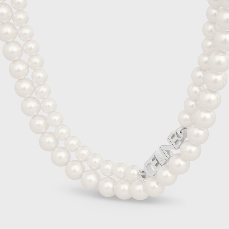 celine monochroms doppelperlenkette aus messing und glasperlen