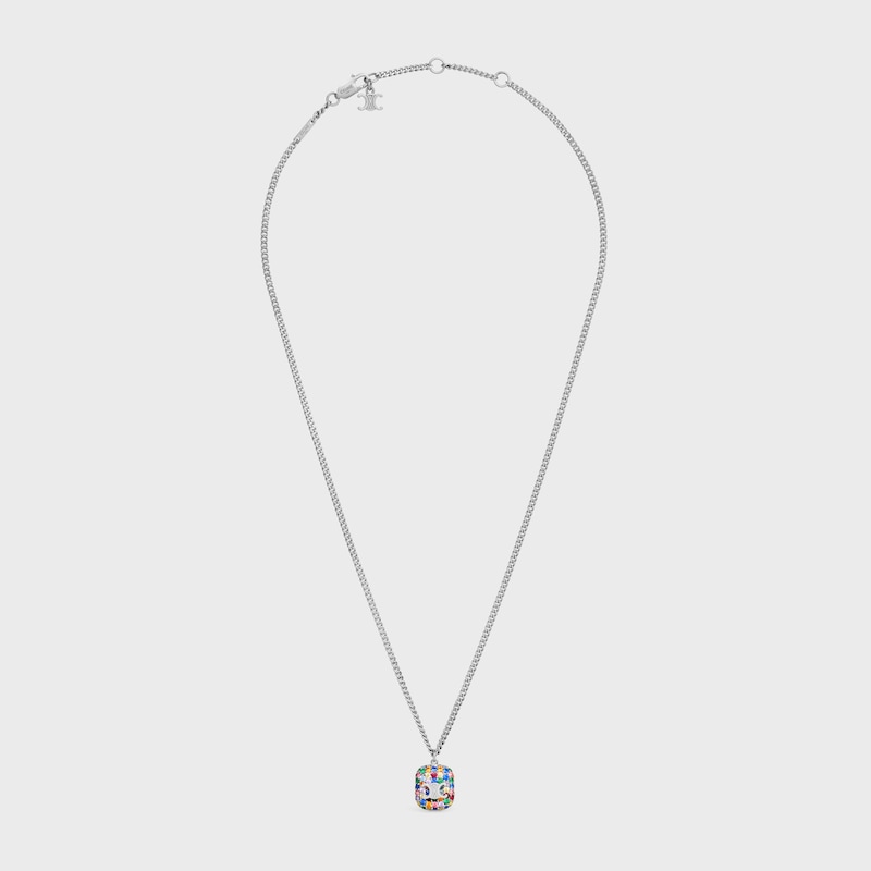 halskette mit anhänger „iced triomphe aus strass und messing mit rhodium-finish