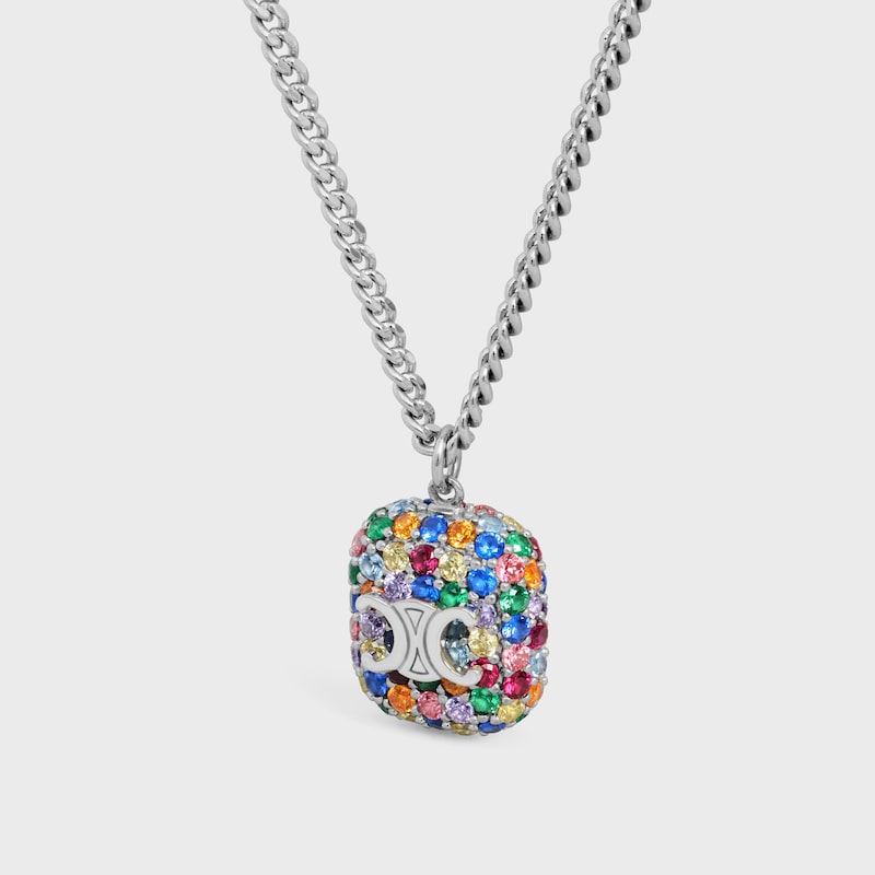 halskette mit anhänger „iced triomphe aus strass und messing mit rhodium-finish