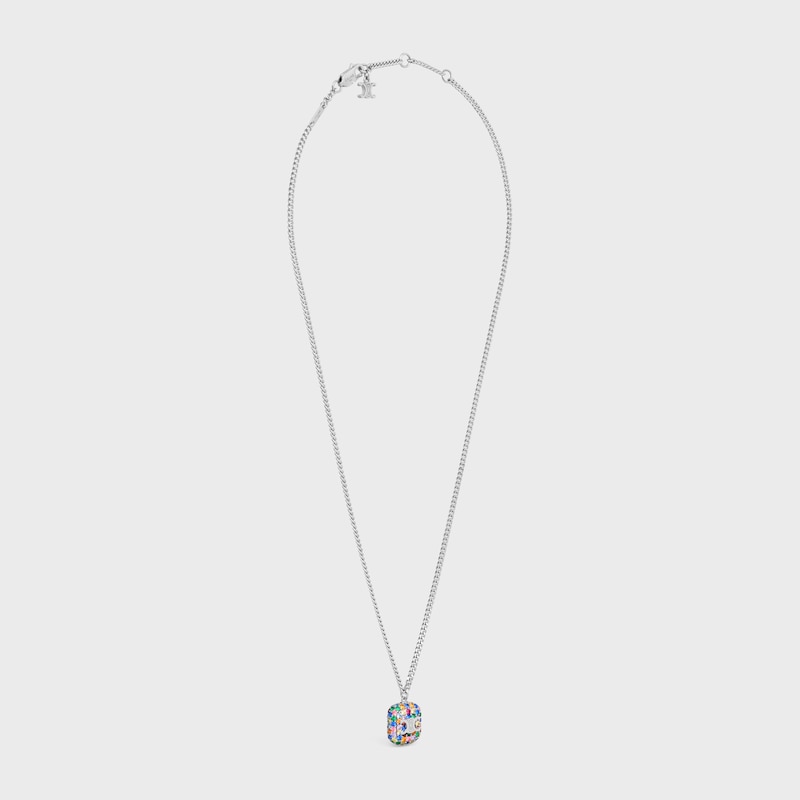 halskette mit anhänger „iced triomphe aus strass und messing mit rhodium-finish