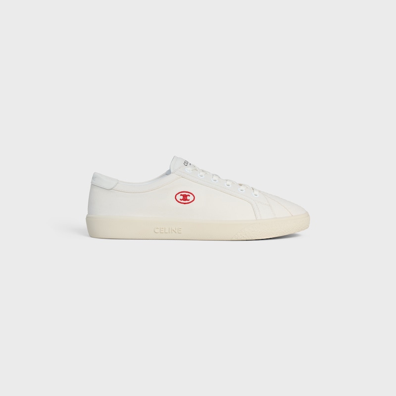 celine lou low schnÜrsneaker mit gesticktem triomphe-modus aus canvas und kalbsleder