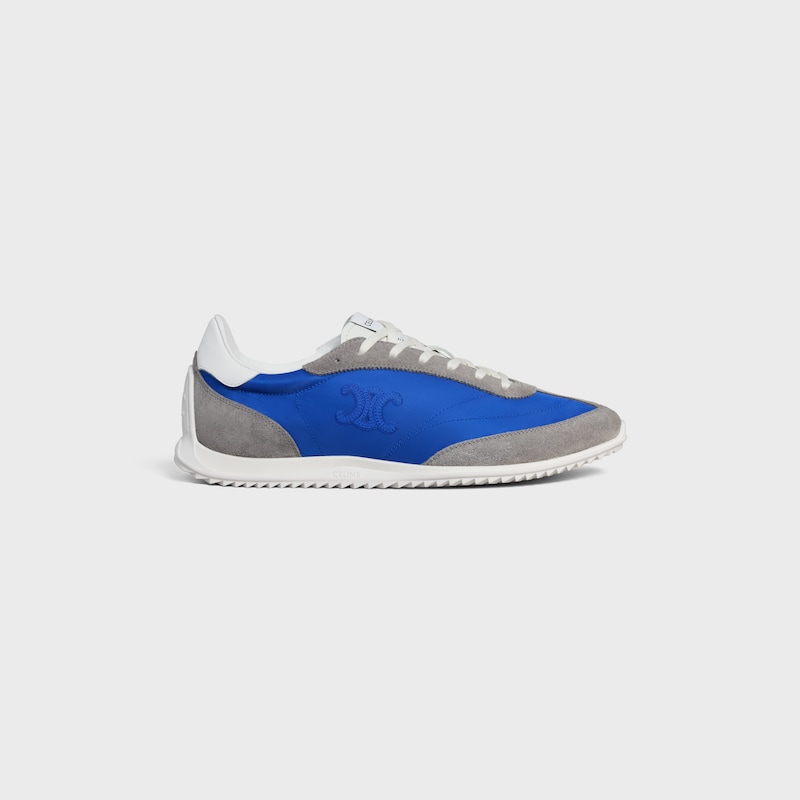 celine racer low schnÜrsneaker mit triomphe-motiven aus nylon wildleder und kalbsleder