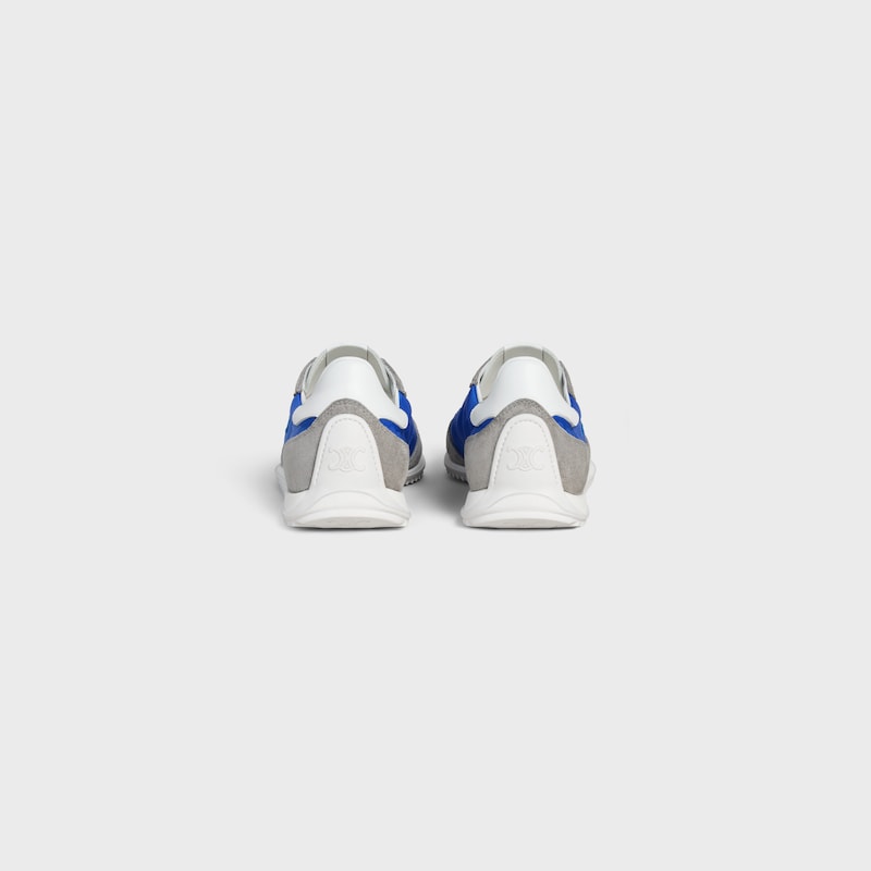 celine racer low schnÜrsneaker mit triomphe-motiven aus nylon wildleder und kalbsleder