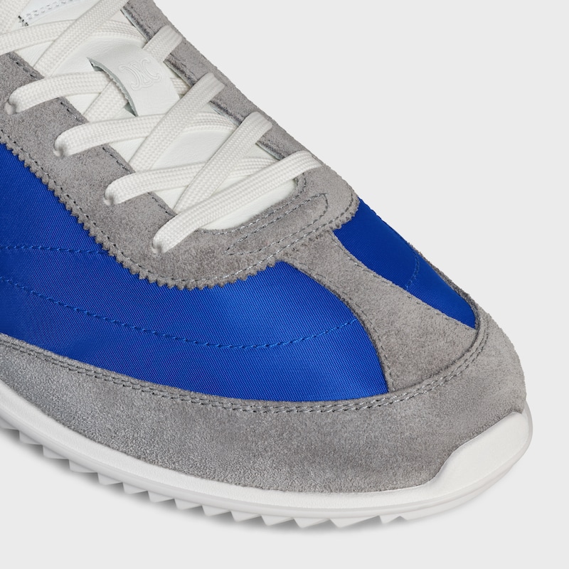 celine racer low schnÜrsneaker mit triomphe-motiven aus nylon wildleder und kalbsleder