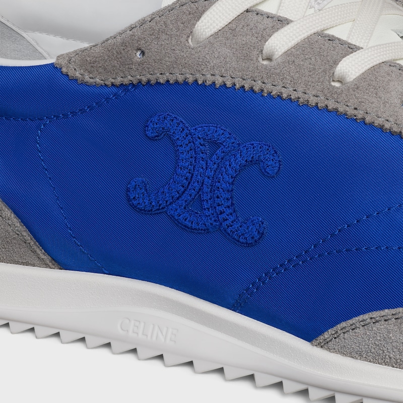 celine racer low schnÜrsneaker mit triomphe-motiven aus nylon wildleder und kalbsleder