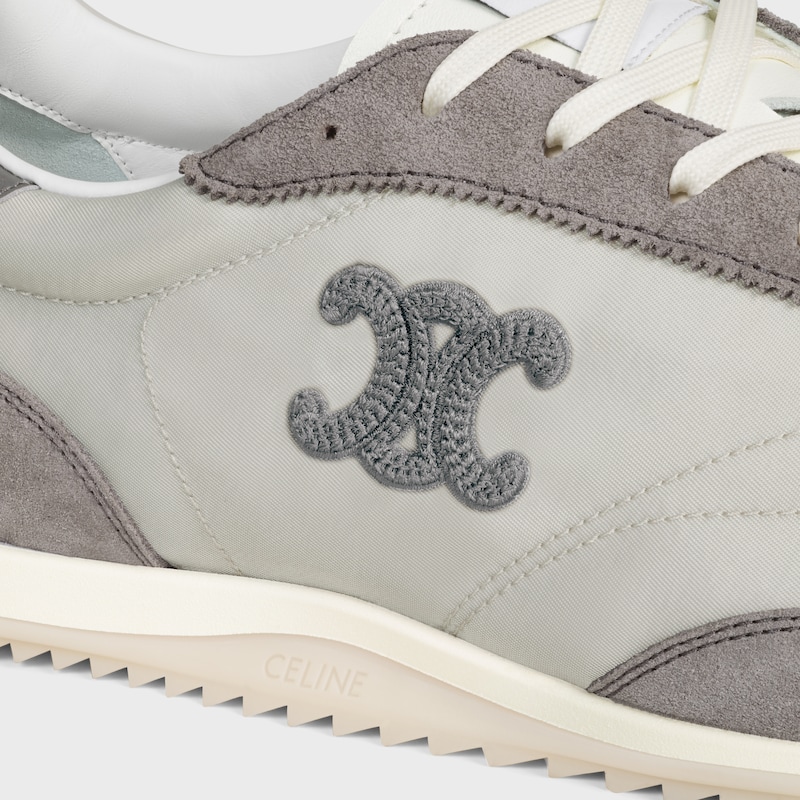 celine racer low schnÜrsneaker mit triomphe-motiven aus nylon wildleder und kalbsleder