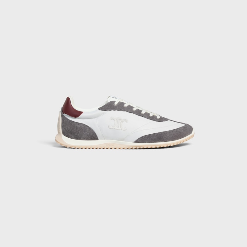 celine racer low schnÜrsneaker mit triomphe-motiven aus nylon wildleder und kalbsleder