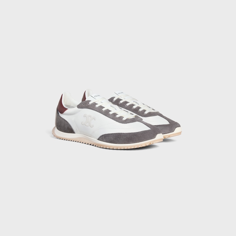 celine racer low schnÜrsneaker mit triomphe-motiven aus nylon wildleder und kalbsleder