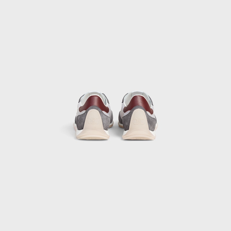 celine racer low schnÜrsneaker mit triomphe-motiven aus nylon wildleder und kalbsleder