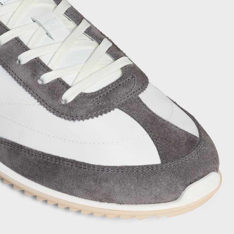 celine racer low schnÜrsneaker mit triomphe-motiven aus nylon wildleder und kalbsleder
