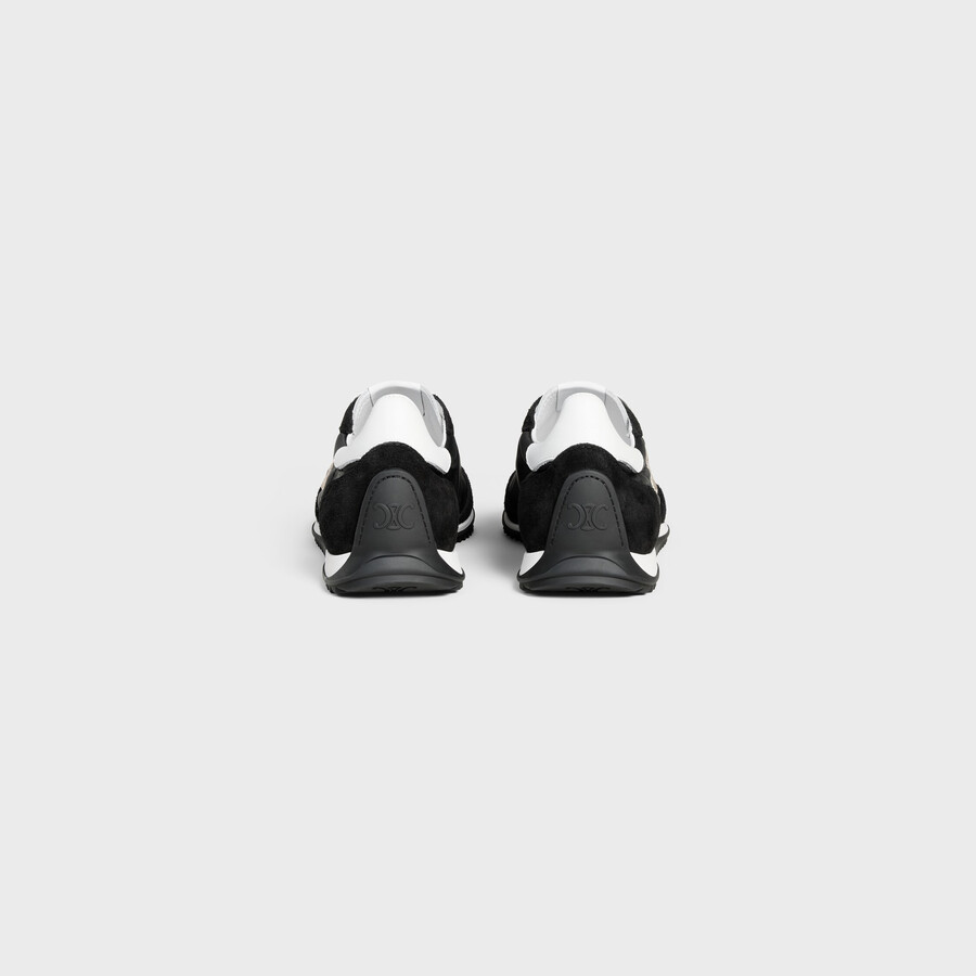 celine racer low schnÜrsneaker mit triomphe-motiven aus nylon wildleder und kalbsleder