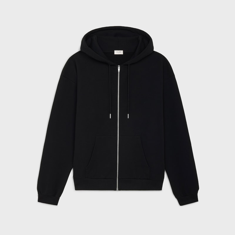 celine lockerer kapuzenpullover mit reißverschluss aus baumwollfleece
