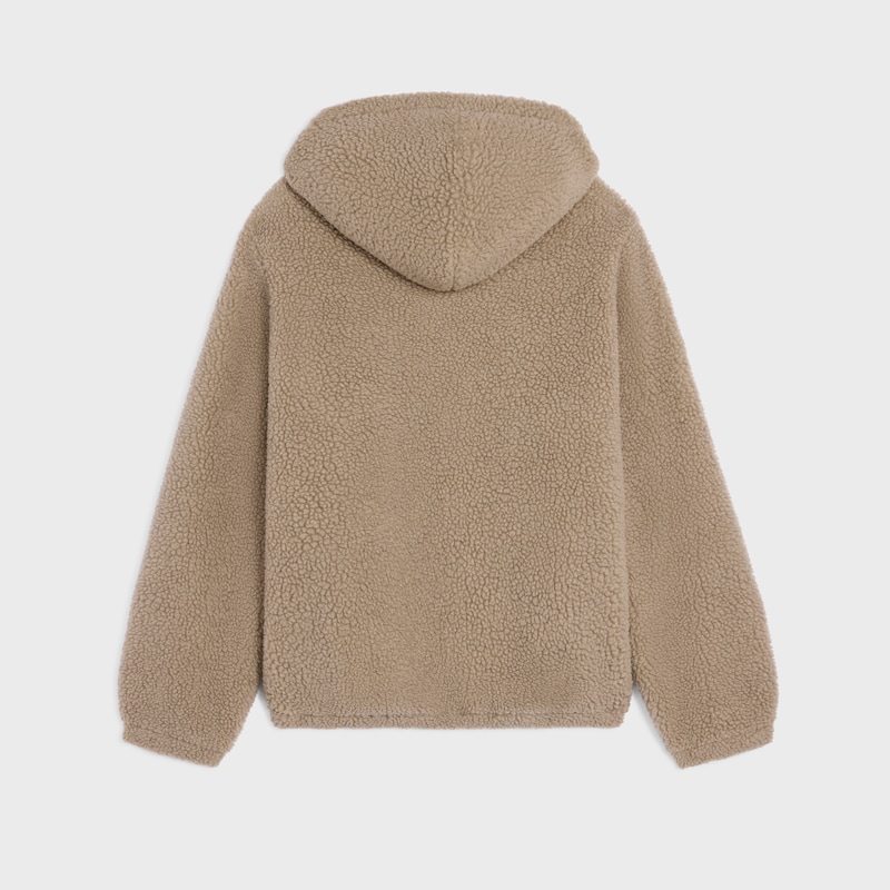 kapuzenjacke aus woll- und baumwollfleece