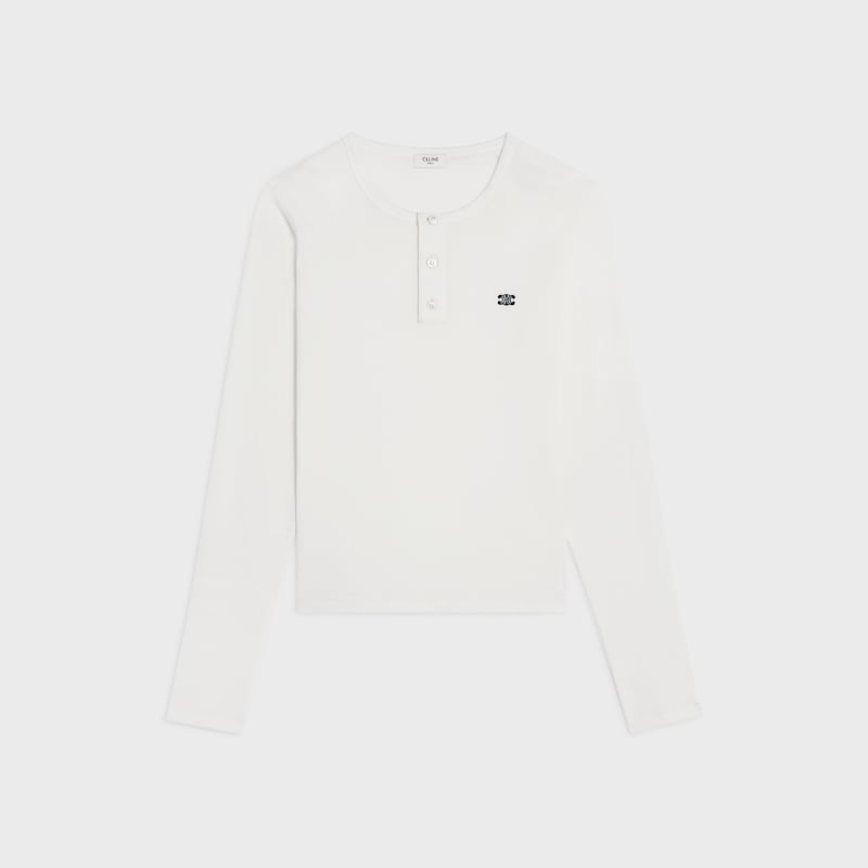 langarm-t-shirt aus geripptem baumwolljersey