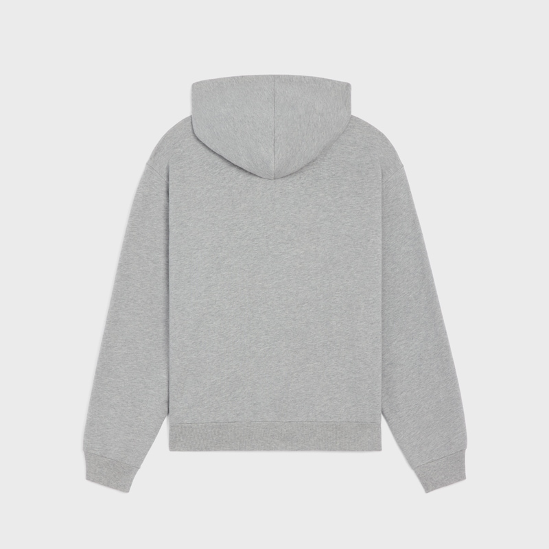 lockerer kapuzenpullover mit reißverschluss aus baumwollfleece
